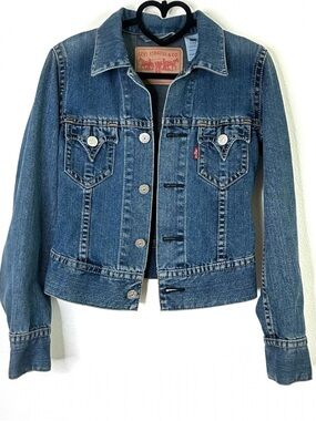 Levi's Blue Vintage Iconic Cropped Denim / Jean Trucker Jacket Size XS
